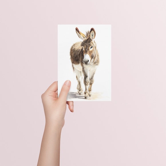 Watercolor Donkey Wall Art Print, Unframed - Charming Farmhouse Decor - Picture 5 of 6